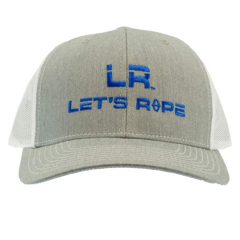 Let's Rope Grey with Blue Logo White Meshback Cap